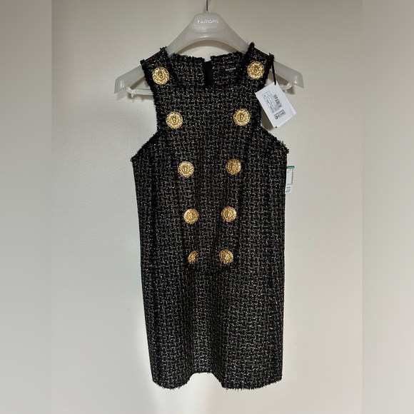 NWT Balmain A-line Round-Neck Woven Mini Dress - Picture 2 of 16
